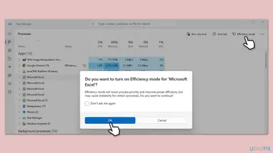 Screenshot: How to disable Efficiency Mode in Windows?