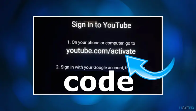YouTube Sign in to YouTube screen on a TV telling you to go to youtube.com/activate on your phone or computer and sign in with your Google account