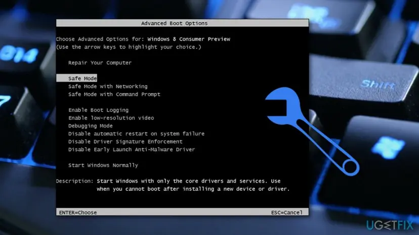 Boot in safe mode