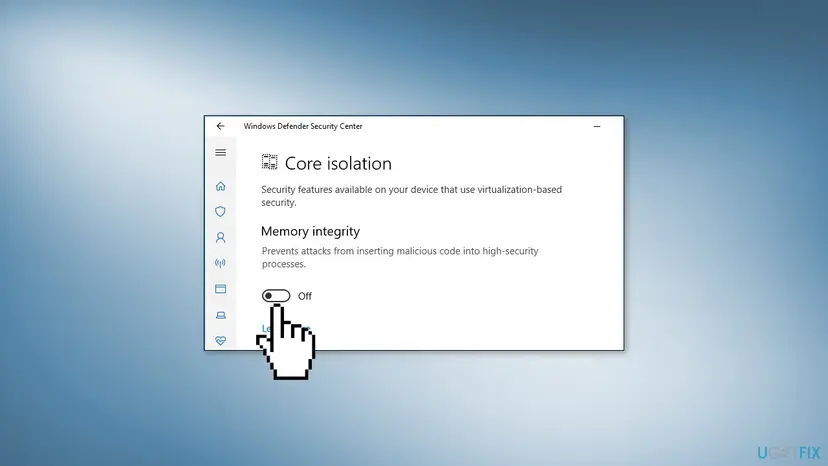Windows Security Core isolation page with the Memory integrity switch, which can block an incompatible driver and cause Code 39