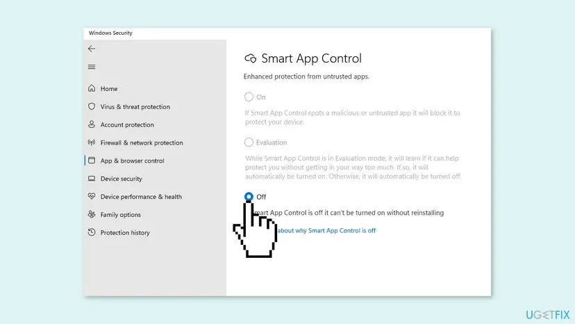 Disable smart app control