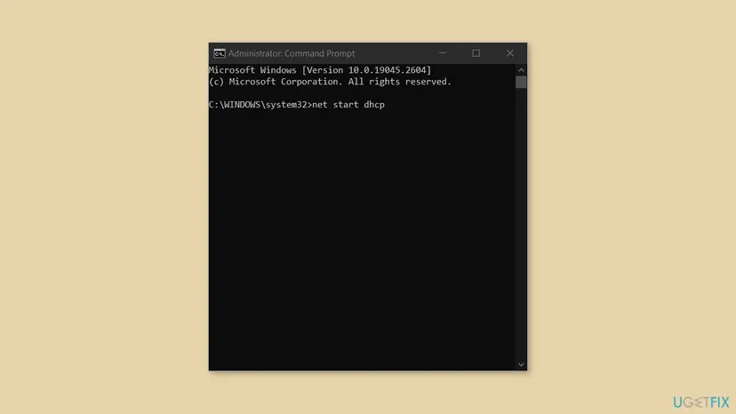 Administrator Command Prompt window with a net start command typed, the same way you start the Workstation and NetBIOS Helper services