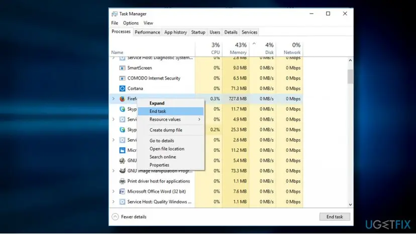 End browsers process