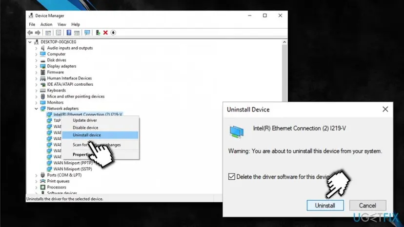 Fix 0x80240437 error uninstall network adapter