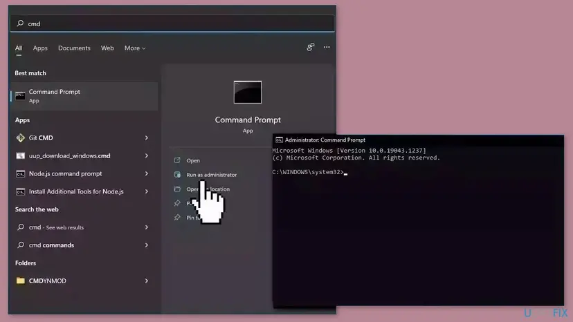 Command Prompt run as administrator with the sfc /scannow command typed and a system scan in progress