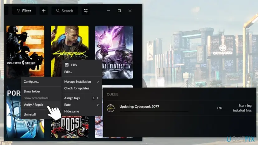 Fix cyberpunk 2077 crashes low fps flatlined error verify game files on gog