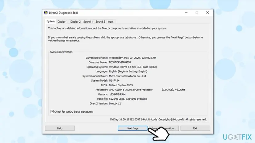 Fix directx 0x887a0002 dxgi error not found use directx diagnostic tool