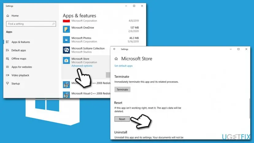 Fix error code 0x8024001e reset microsoft store