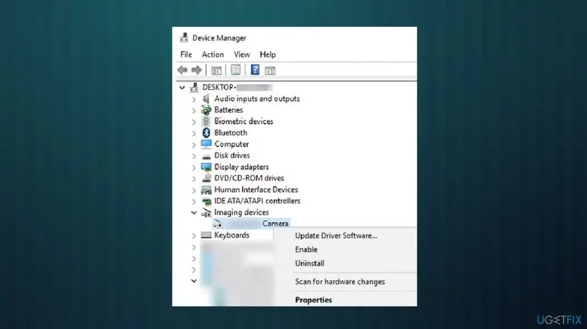 Fix external camera for windows hello device manager enable