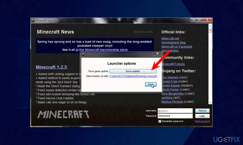 Force update minecraft