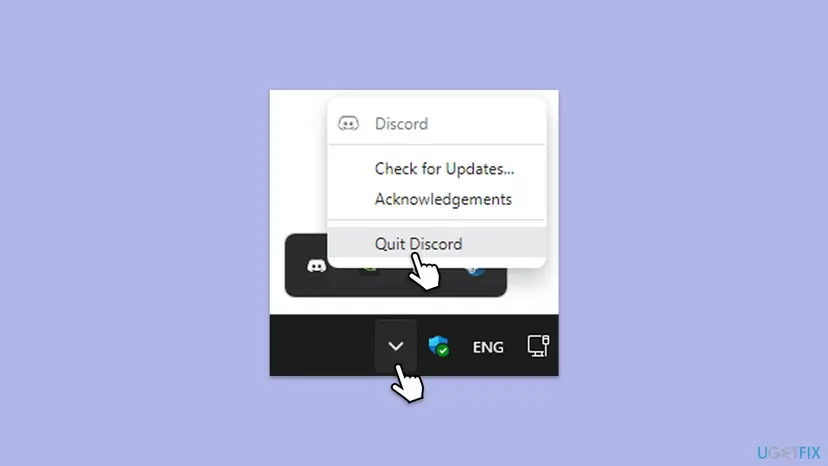 Closing Discord via the Windows system tray context menu
