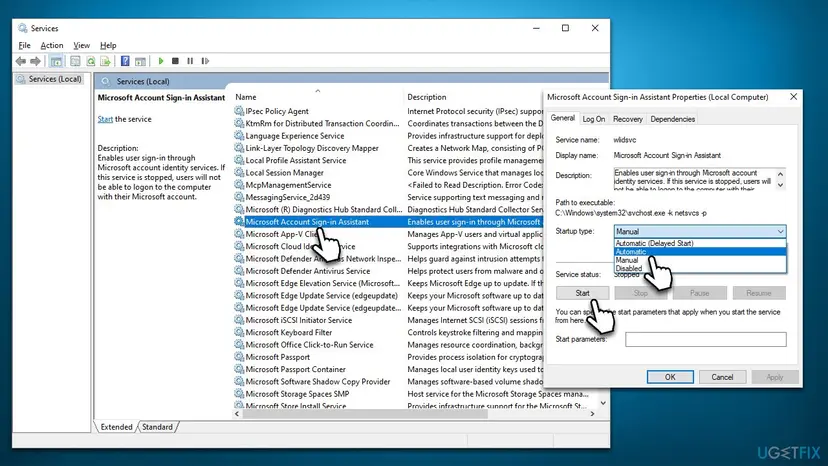 How to fix microsoft store error 0x80070422 in windows start microsoft account sign in assistant