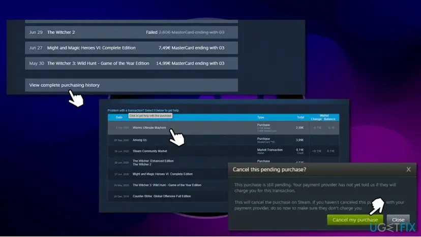 How to fix steam pending transaction error cancel transaction