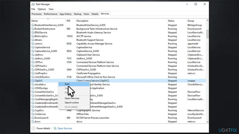 How to fix there has been an error in microsoft store start clipsvc