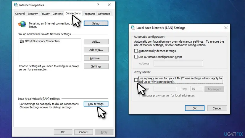 How to fix unexpected error 0x8000ffff in windows disable proxy