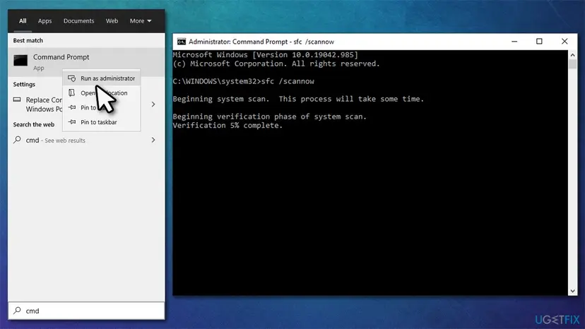 How to fix unexpected error 0x8000ffff in windows run sfc scan