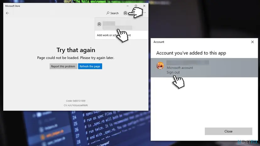 How to fix windows store error code 0x80131500 sign out of work or school account