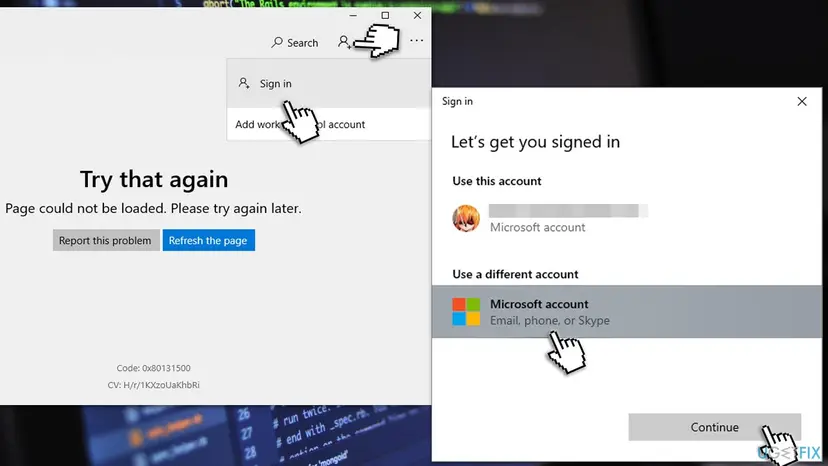 How to fix windows store error code 0x80131500 use different microsoft account for store