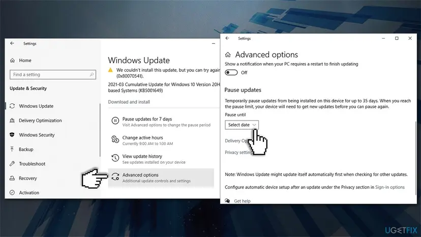 How to fix windows update error 0x80070541 pause updates