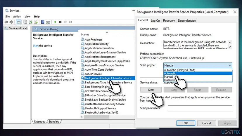 How to fix windows update error 0x800f0247 start bits and update services