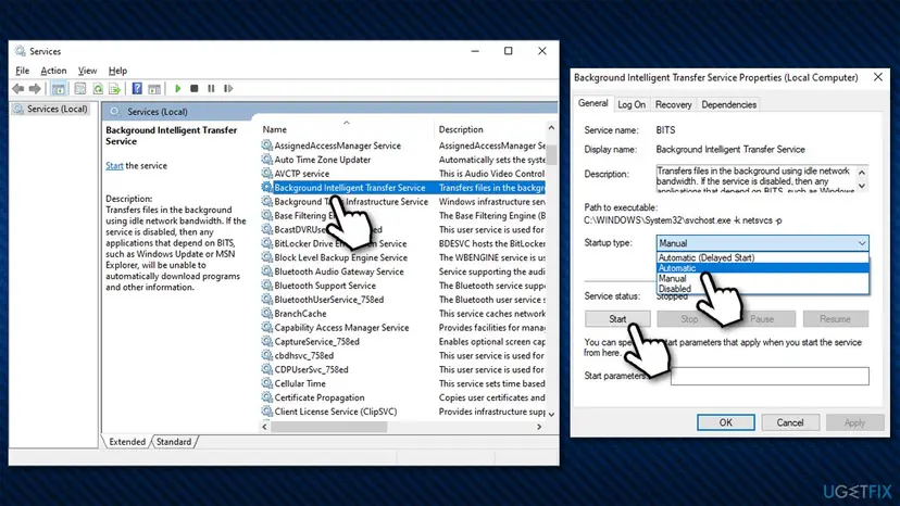 How to fix windows update error 0x800f0990 set bits service to automatic startup