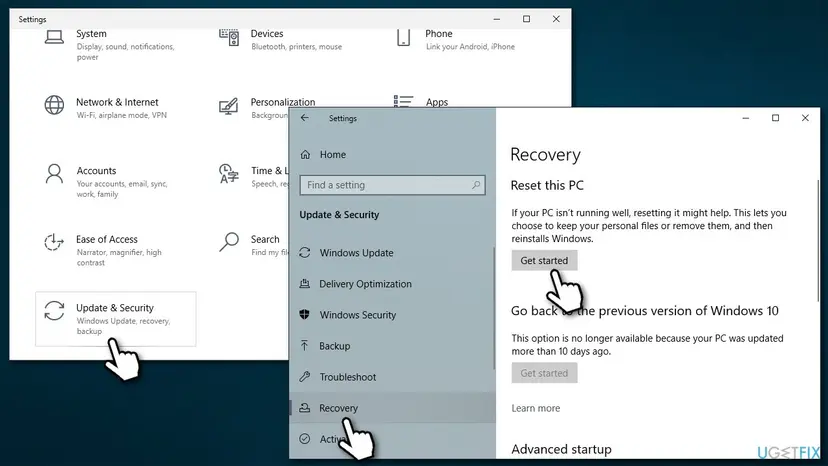How to fix windows update troubleshooter error 0x803c0103 go to recovery section