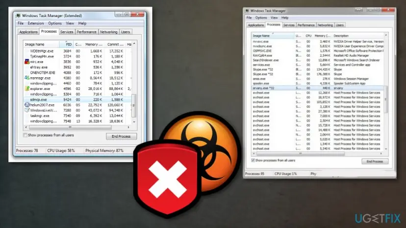 How to restore task manager malicious processes