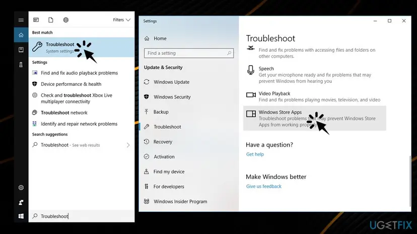 Microsoft store 0x00000194 error run troubleshooter