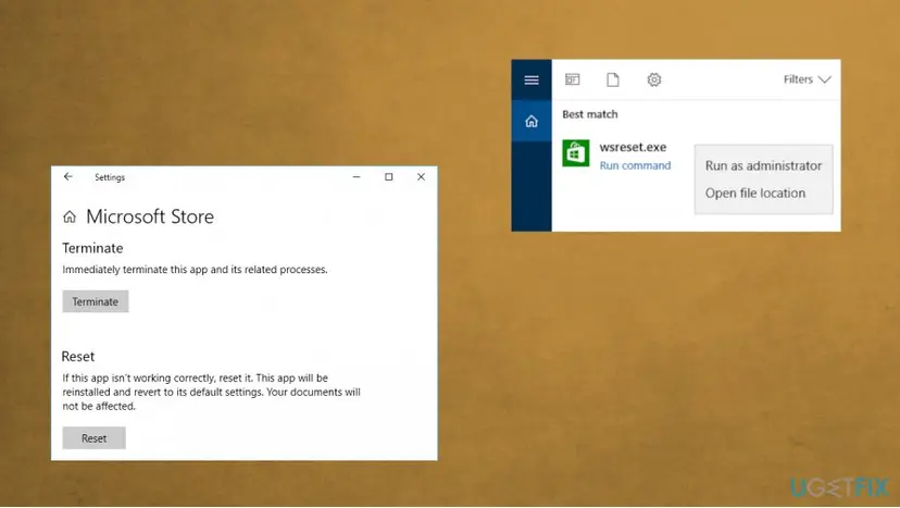 Microsoft store error code 0x80070005 fix reset ws