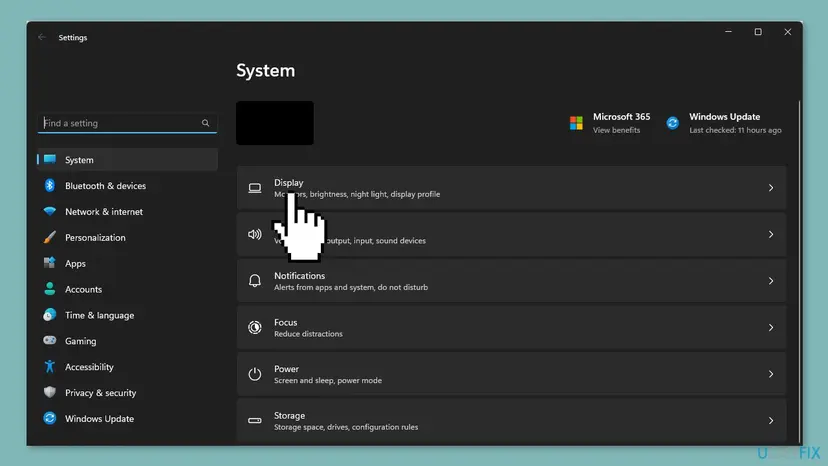 Windows 11 Settings on the System page with the Display entry selected, the way to Multiple displays and the Detect button