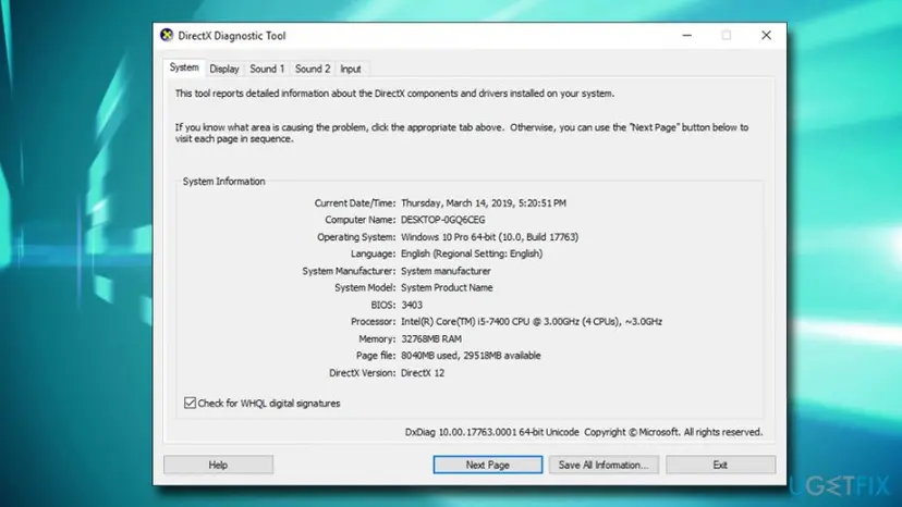 Optimize gaming pc check directx