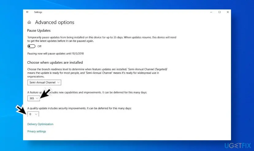 Postpone updates for selected period