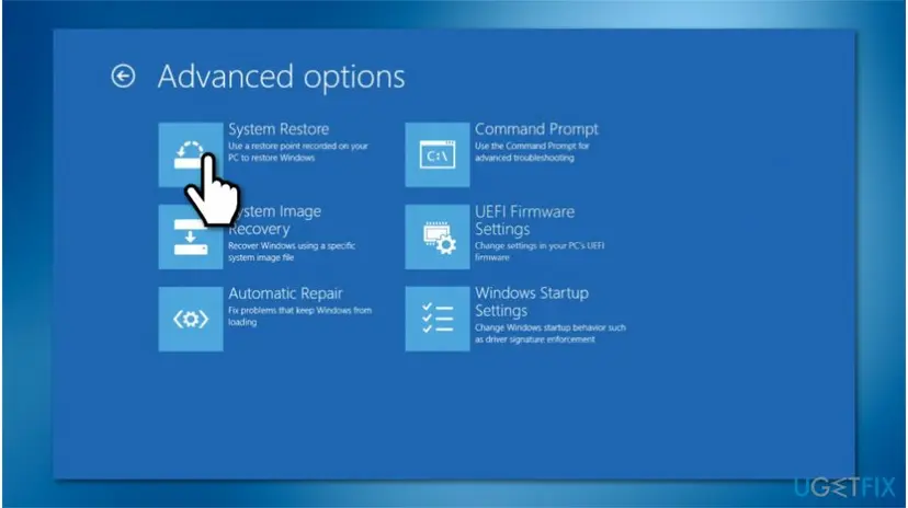 Re enable system restore function to eliminate 0x80070005 error