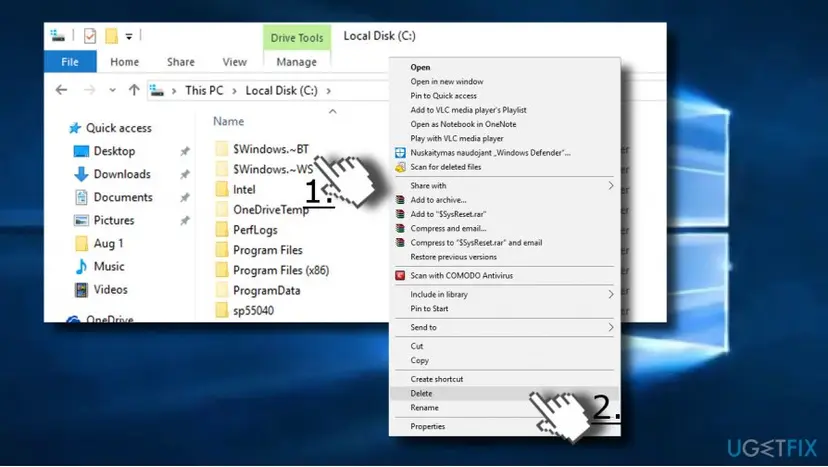 Remove windows folders