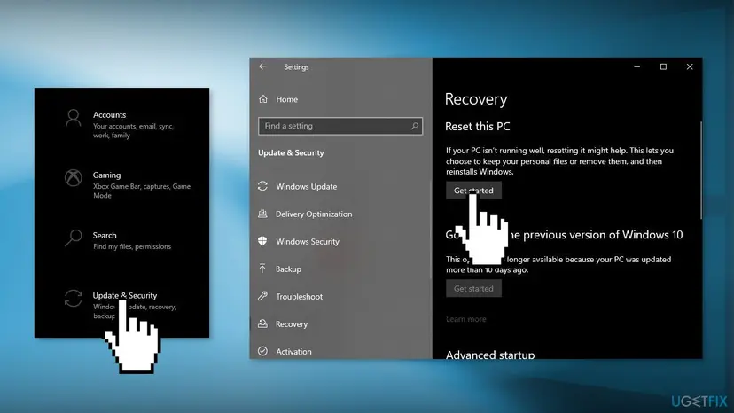 Reset windows