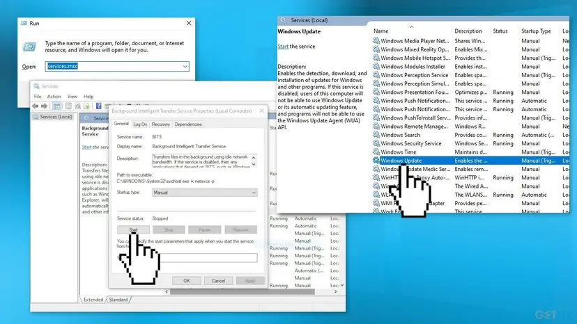 Restart windows services