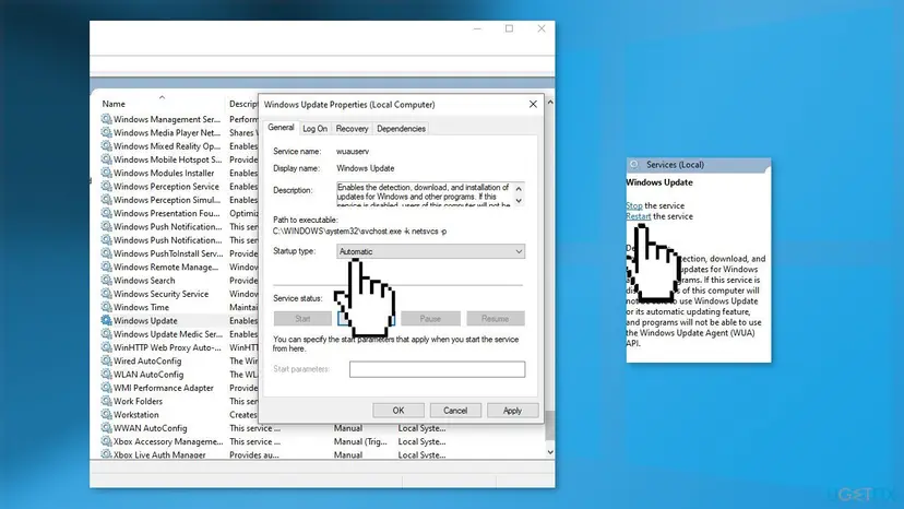 Restart windows services