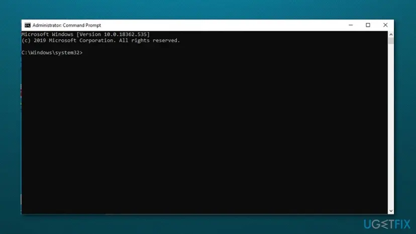 Command Prompt window with Administrator: Command Prompt in the title bar, open at C:\Windows\system32 and ready for MpCmdRun commands