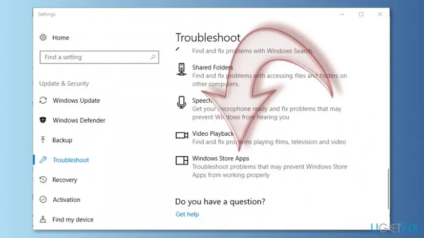 Run windows store app troubleshooter