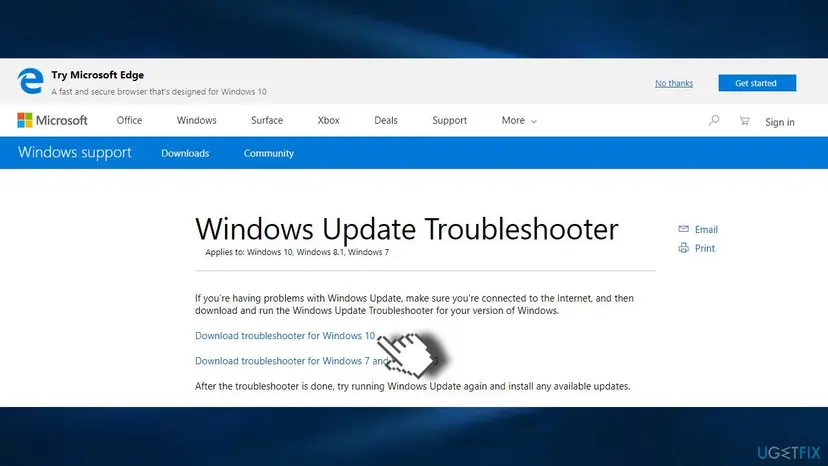 Run windows update troubleshooter online
