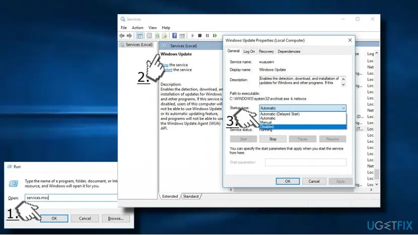 Stop windows update service