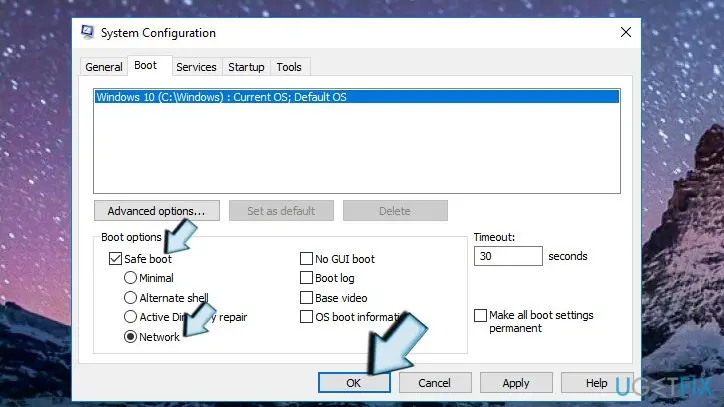 System configuration safe boot