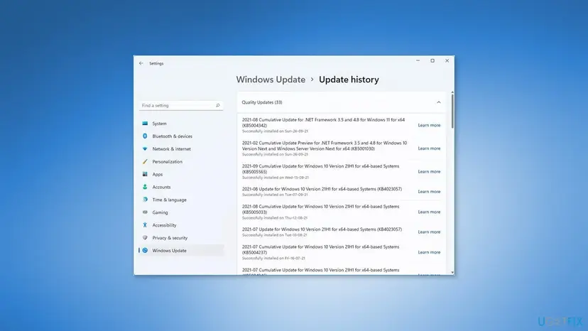 Uninstall the most recent windows update