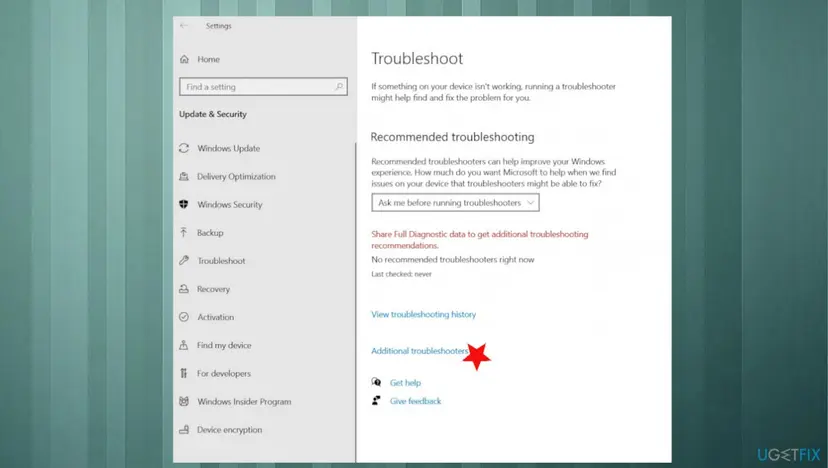 Update error 0x800f0805 fix additional troubleshooters