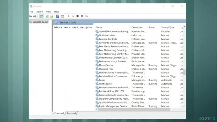 Update error 0x800f0805 fix services