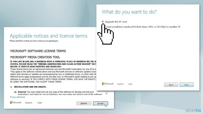 Update via media creation tool