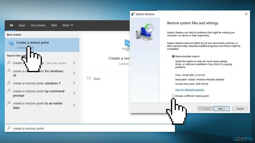 Use the restore point