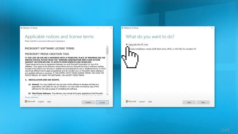 Use windows installation media