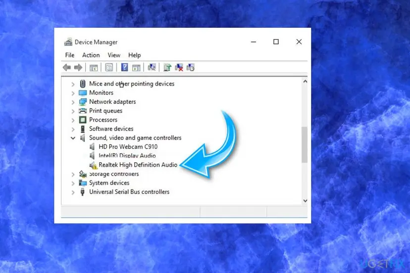 Win 10 driver audio device manager sound