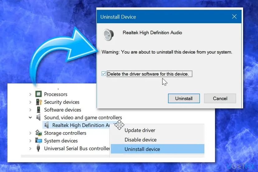 Win 10 driver audio uninstall